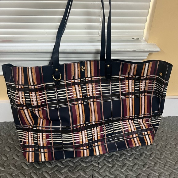 Tory Burch multicolor plaid tote bag - Picture 1 of 4